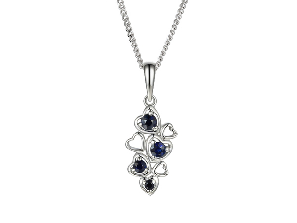 SILVER  HEART NECKLACE WITH SAPPHIRES