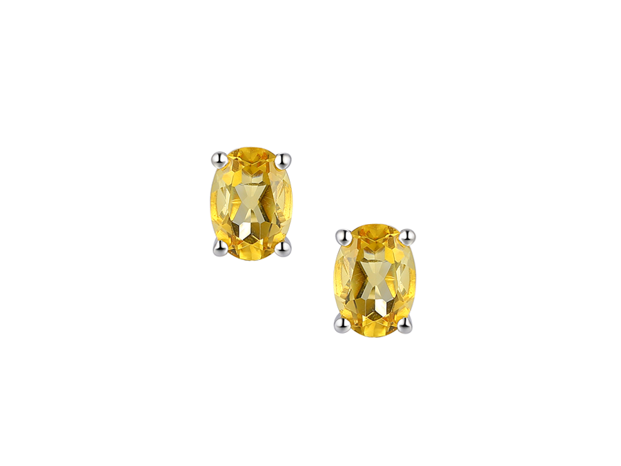 CITRINE OVAL SILVER EARRINGS