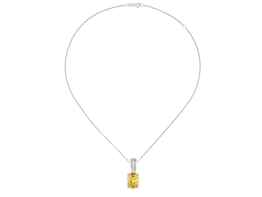 CITRINE AND CZ SILVER NECKLACE
