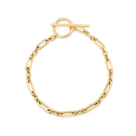 YELLOW GOLD CLASSIC LINK T- BAR  NECKLACE
