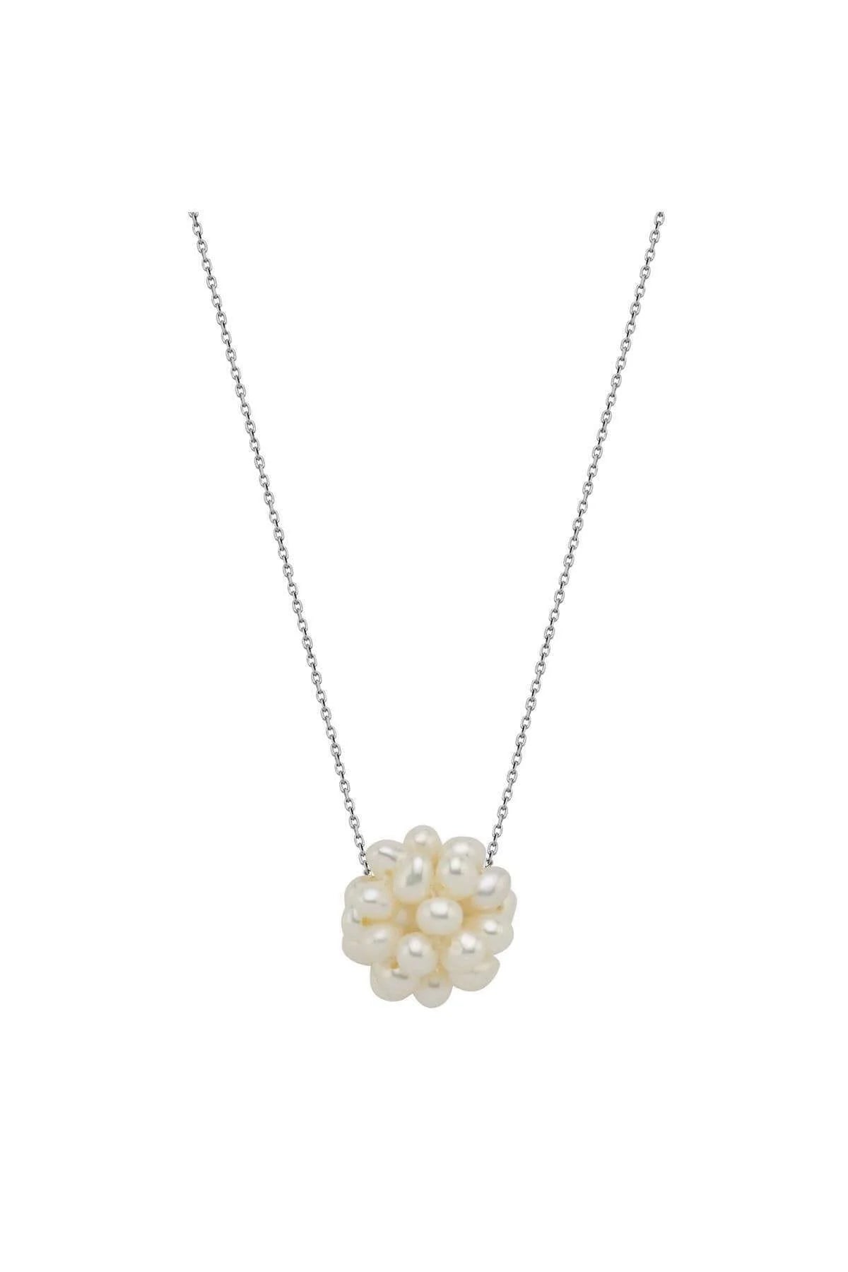 9k white gold pearl cluster necklace harrogate jewellers 