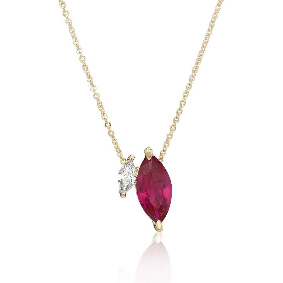 9K Yellow Gold Ruby and CZ gold necklace Tutti Frutti Harrogate 
