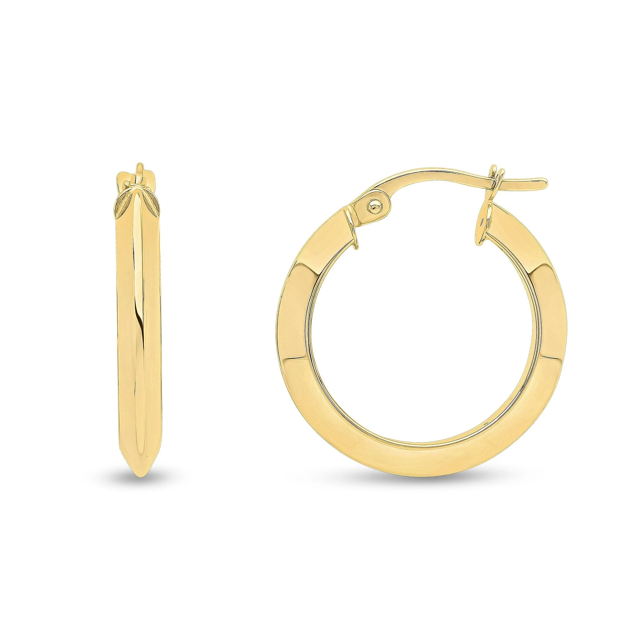 9k yellow gold kinfe edge hoop earrings, from fogal and barnes fine jewellers of harrogate. unique jewellery shop in Harrogate 