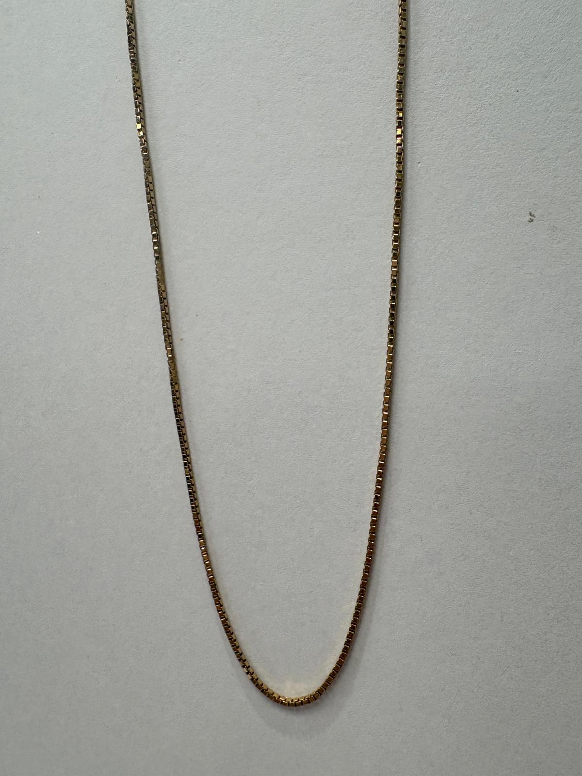 9ct gold box chain, Balestra gold chain, signed gold chain necklace, designer box link chain, pre-loved gold chain UK, second hand gold chain Harrogate, maker's mark gold chain, 15 inch gold necklace