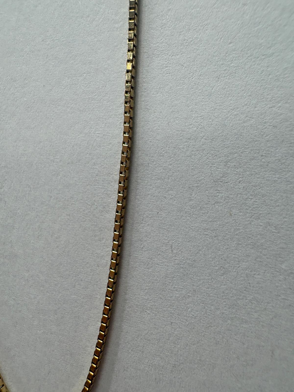 9ct gold box chain, Balestra gold chain, signed gold chain necklace, designer box link chain, pre-loved gold chain UK, second hand gold chain Harrogate, maker's mark gold chain, 15 inch gold necklace
