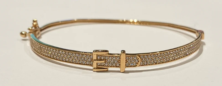 9ct rose gold pavé buckle bangle hand-finished by Fogal & Barnes Harrogate