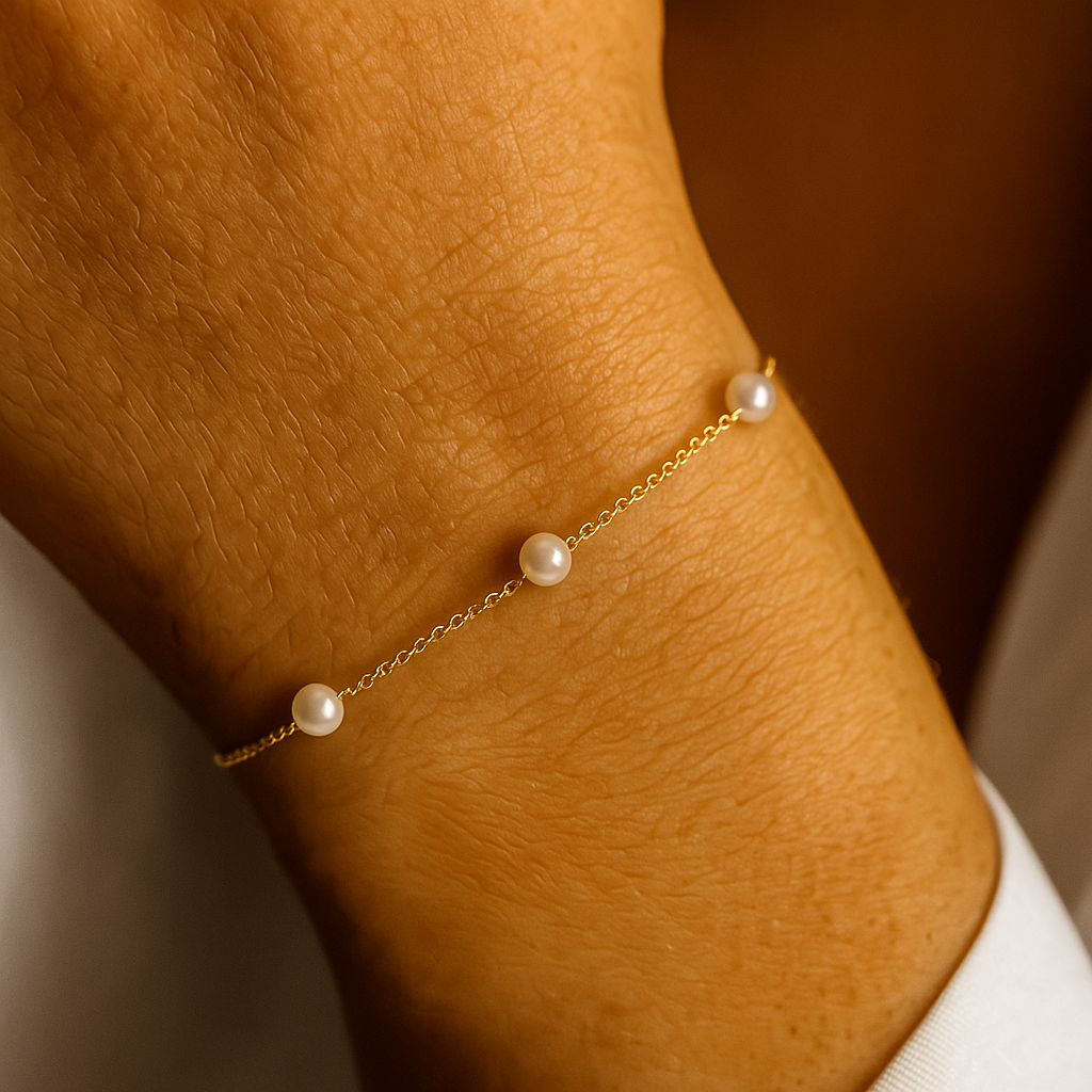 yellow gold pearl bracelet delicate style harrogate jewellers 