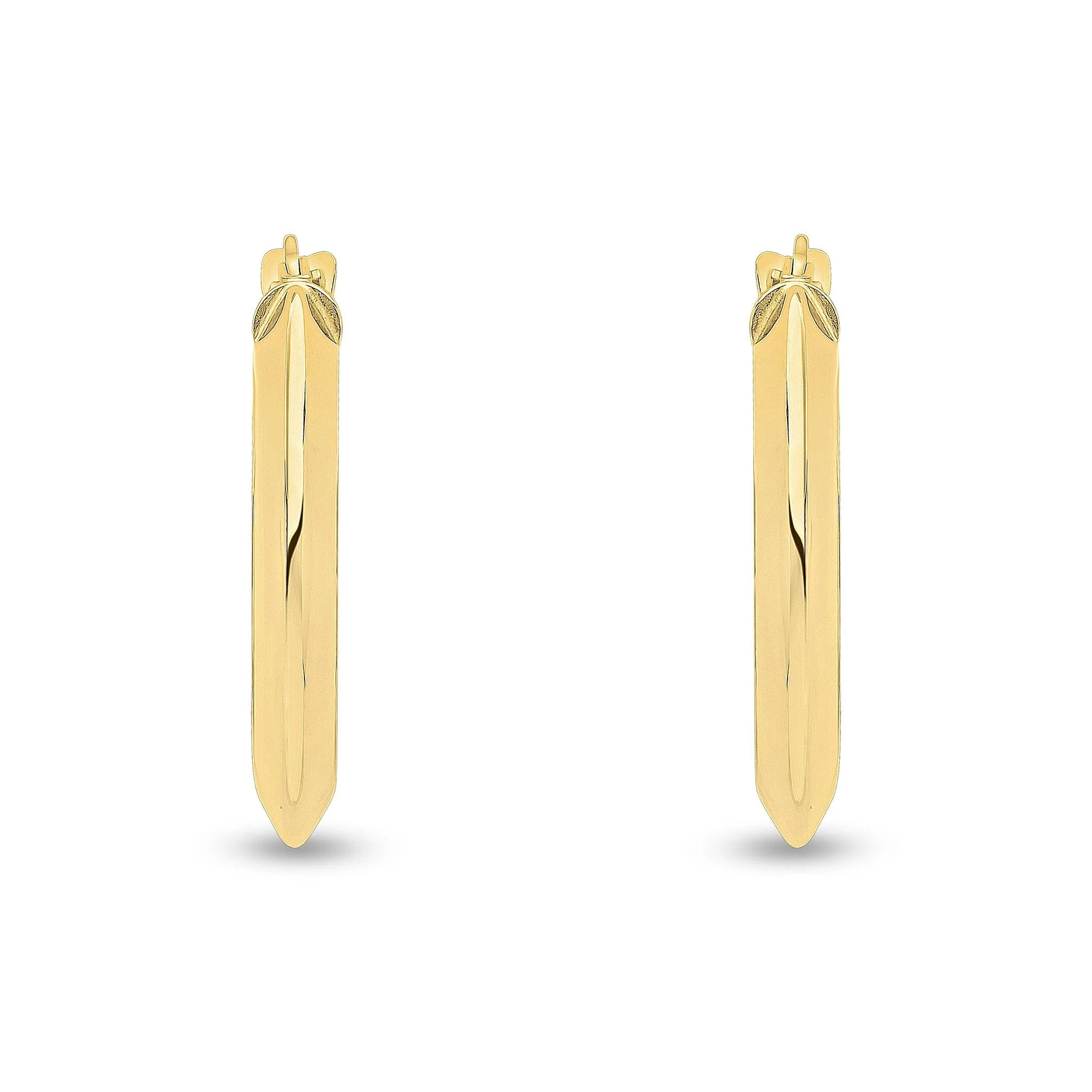 9k yellow gold hoop knife edge earrings from fogal and barnes fine jewellers of harrogate. unique modern earrings jewellery shop