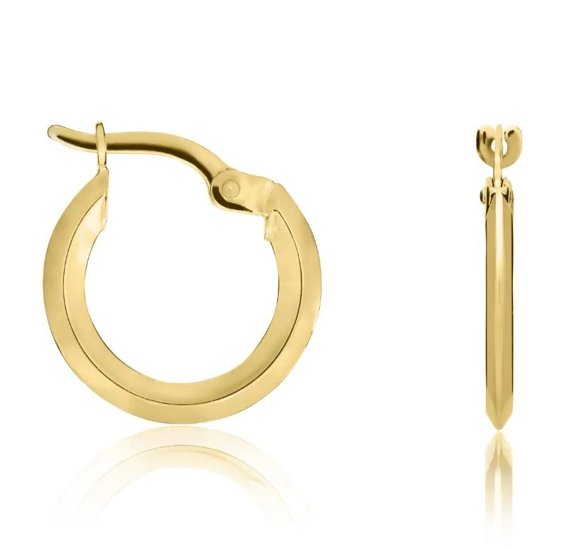 9k yellow gold knife edge hoop earrings rom Fogal and Barnes fine jewellers of Harrogate. Jewellery shop in Harrogate 