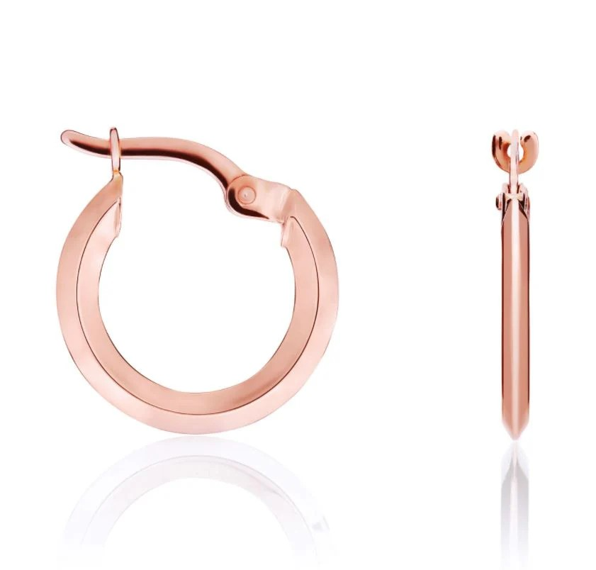 9k rose gold knife edge hoop earrings Harrogate. from fogal and barnes. 