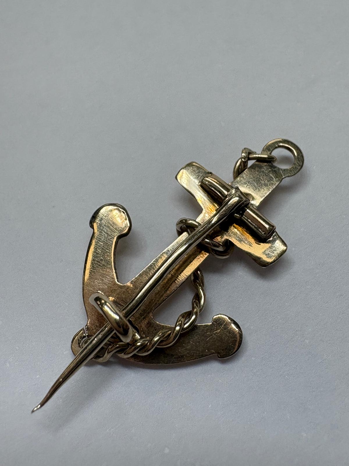 vintage anchor pin, anchor and cross brooch, nautical vintage jewellery, pre-loved sentimental pin, vintage novelty pin UK York 