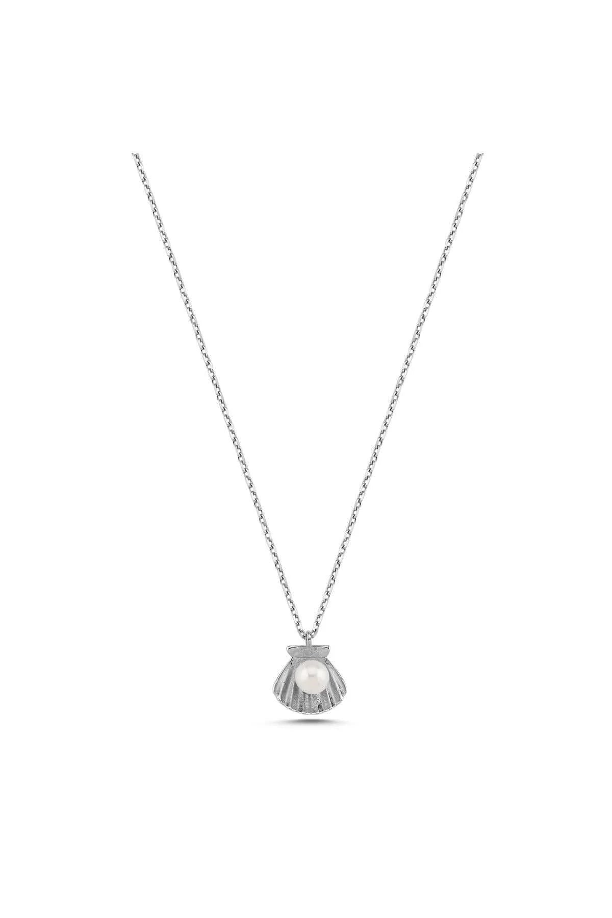 9k white gold pearl 4mm on seashel necklace harrogate jewellers 