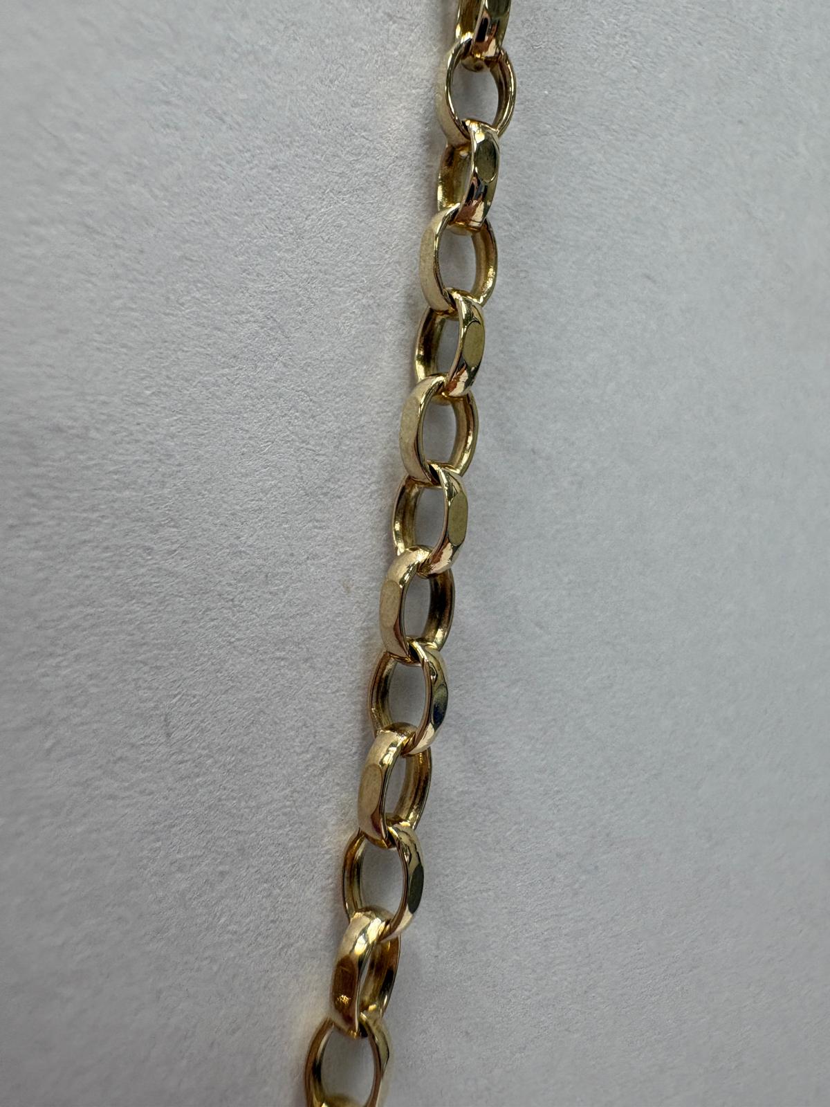 Preloved 9ct yellow gold chunky oval belcher link chain 18 inches 9.11g shown on white background, available at Fogal & Barnes Harrogate