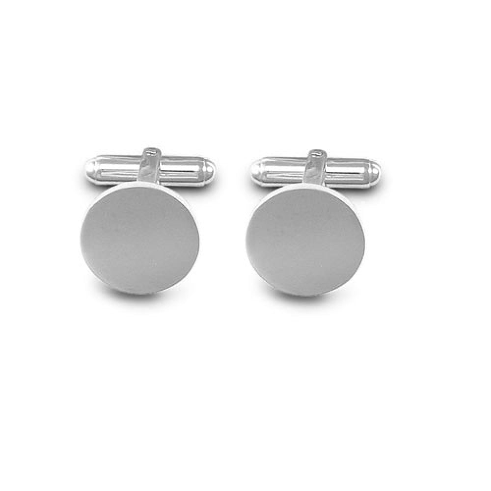 Sterling Silver Round Cufflinks from Fogal & Barnes Harrogate – solid 925 silver gents cufflinks suitable for engraving.