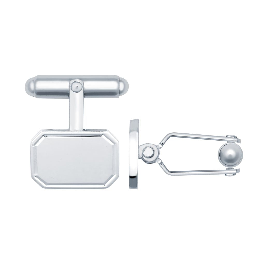 925 sterling silver rectangular cufflinks with engine-turned detailing and swivel backs by Fogal & Barnes Fine Jewellers of Harrogate.