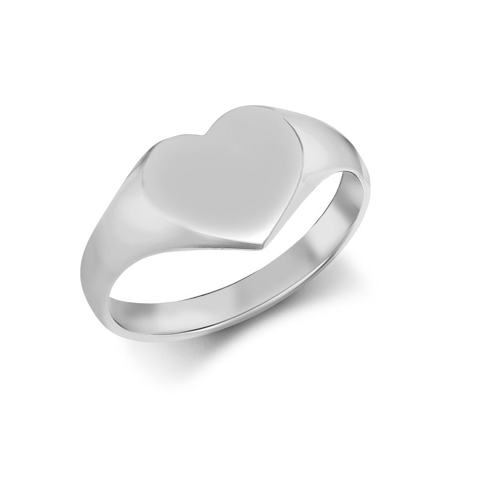 925 sterling silver heart-shaped signet ring, hand-finished and polished, by Fogal & Barnes Fine Jewellers of Harrogate.