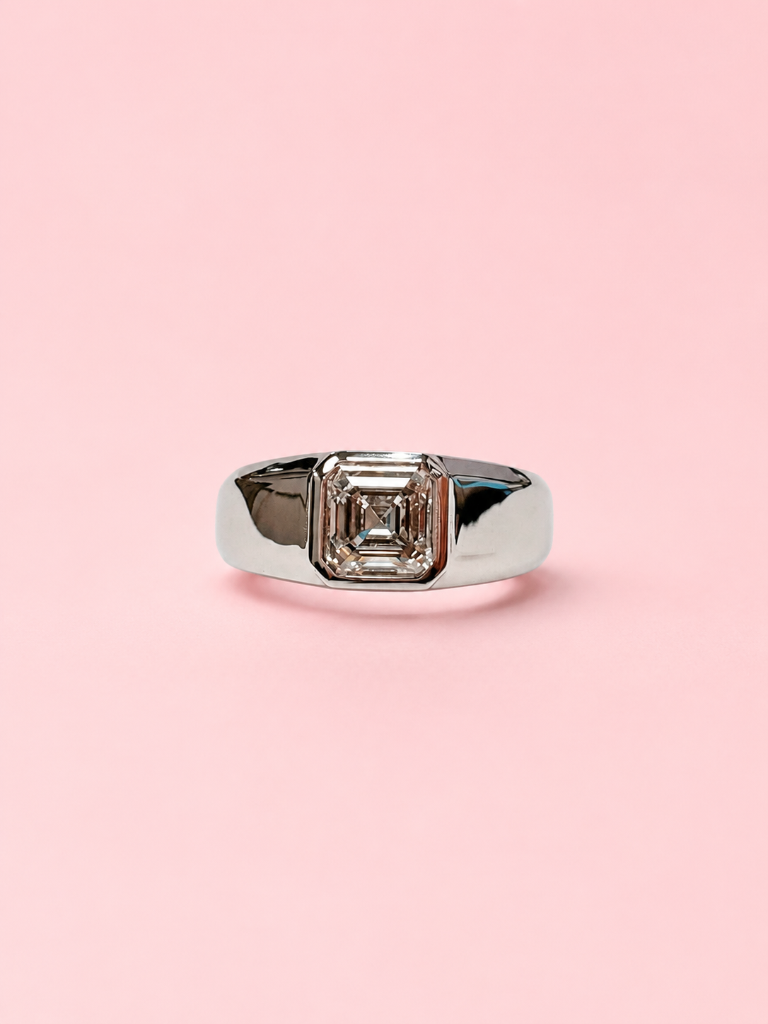 Asscher cut lab grown diamond chuky engagement ring Harrogate Jewellers bepsoke rings 