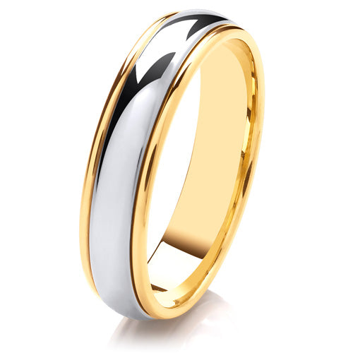 YELLOW AND WHITE GOLD BARREL SHAPED WEDDING RING