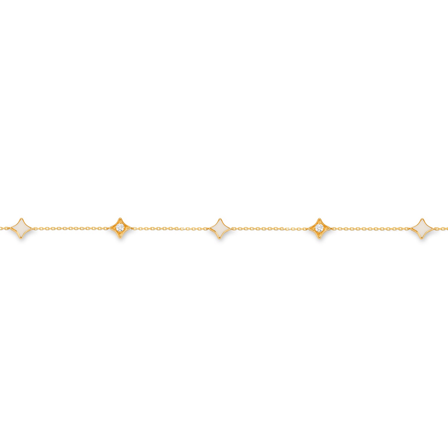 Diamond Star & Enamel Station Bracelet 0.18ct 9ct & 18ct Yellow Gold Fogal & Barnes