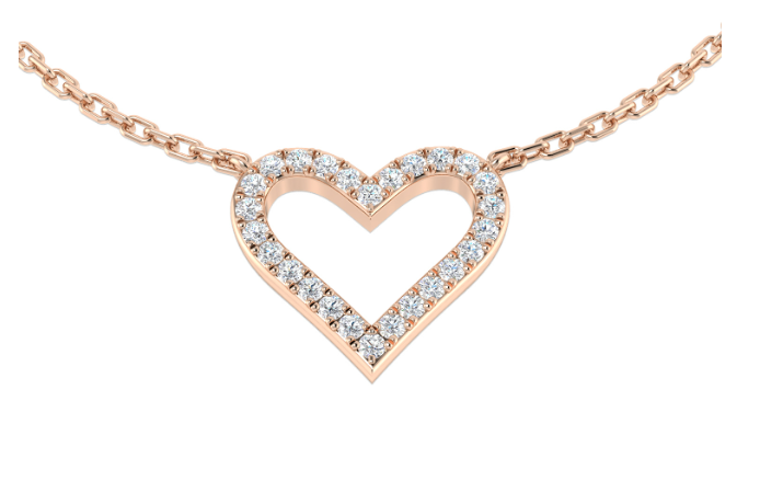 DIAMOND HEART SHAPED PENDANT NECKLACE