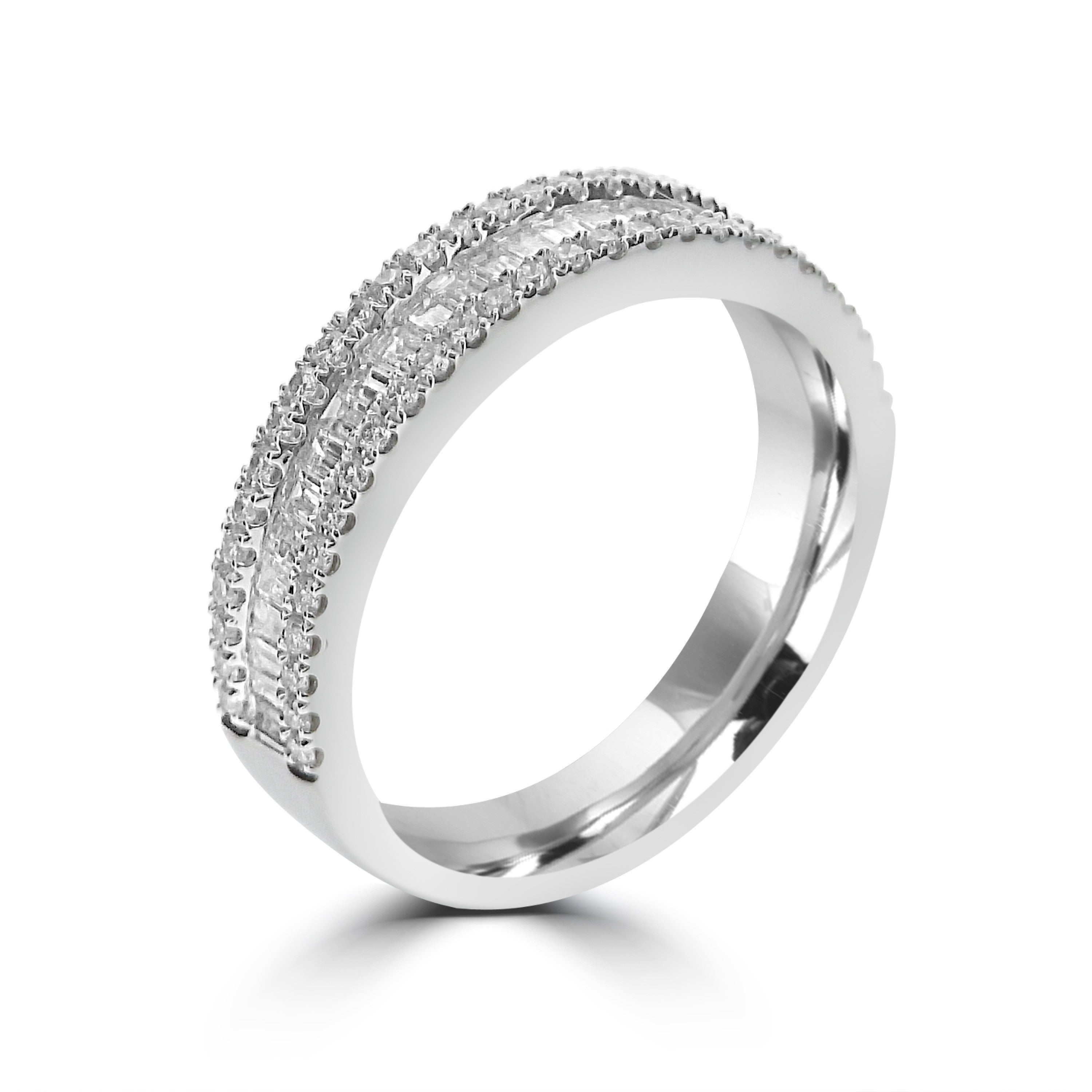 BAGUETTE & ROUND BRILLIANT DIAMOND CHANNEL ETERNITY/ WEDDING RING