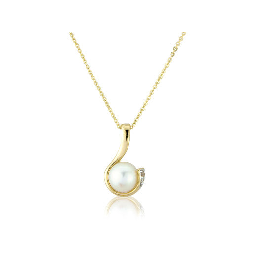 HARROGATE TIMELESS 9CT YELLOW GOLD PEARL & DIAMOND NECKLACE