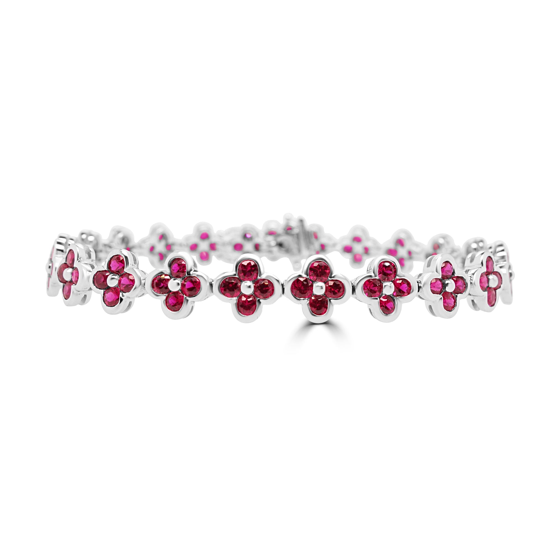 TIMELESS LUXURY 18CT WHITE GOLD RUBY LINE BRACELET