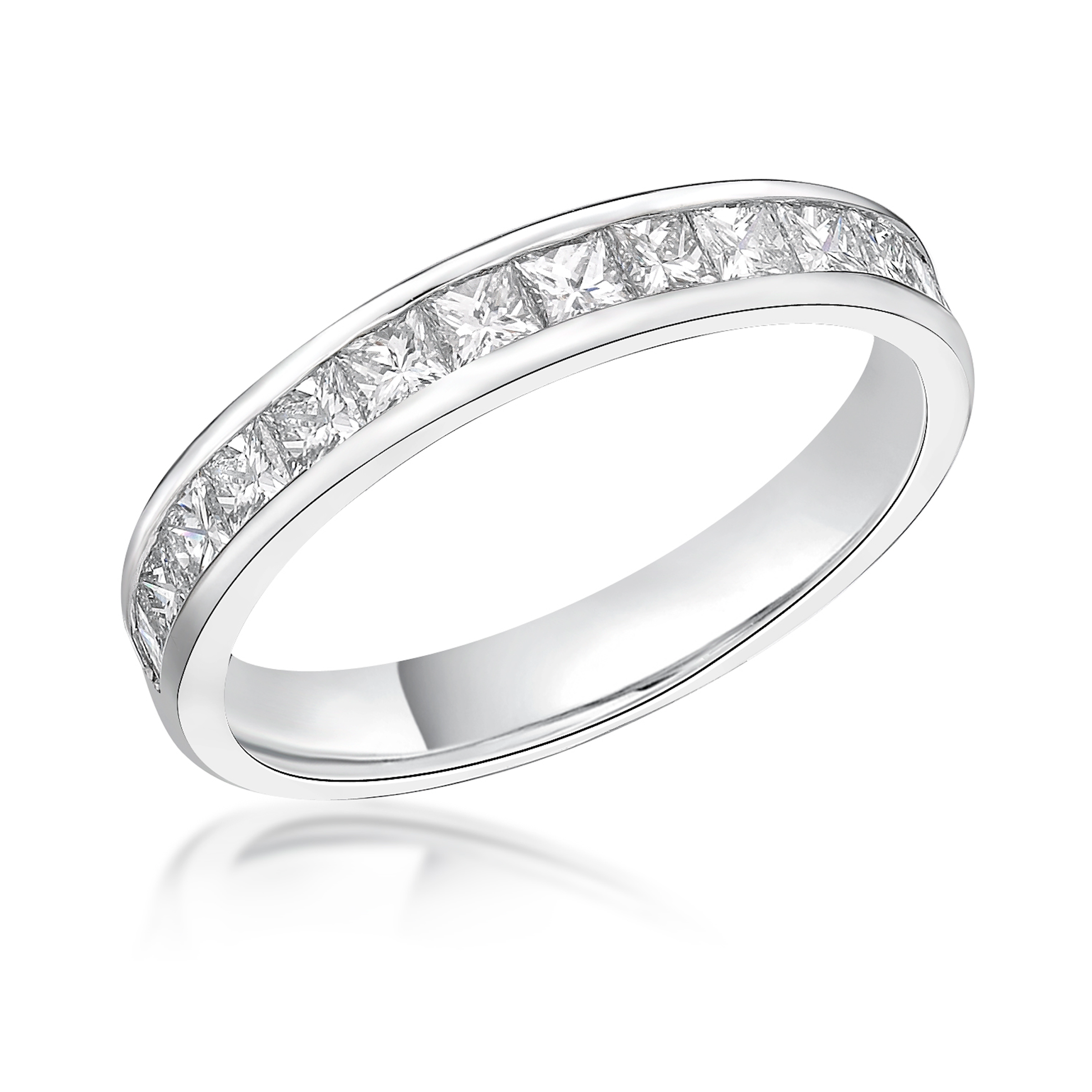 PRINCESS CHANNEL SET DIAMOND WEDDING ETERNITY RING