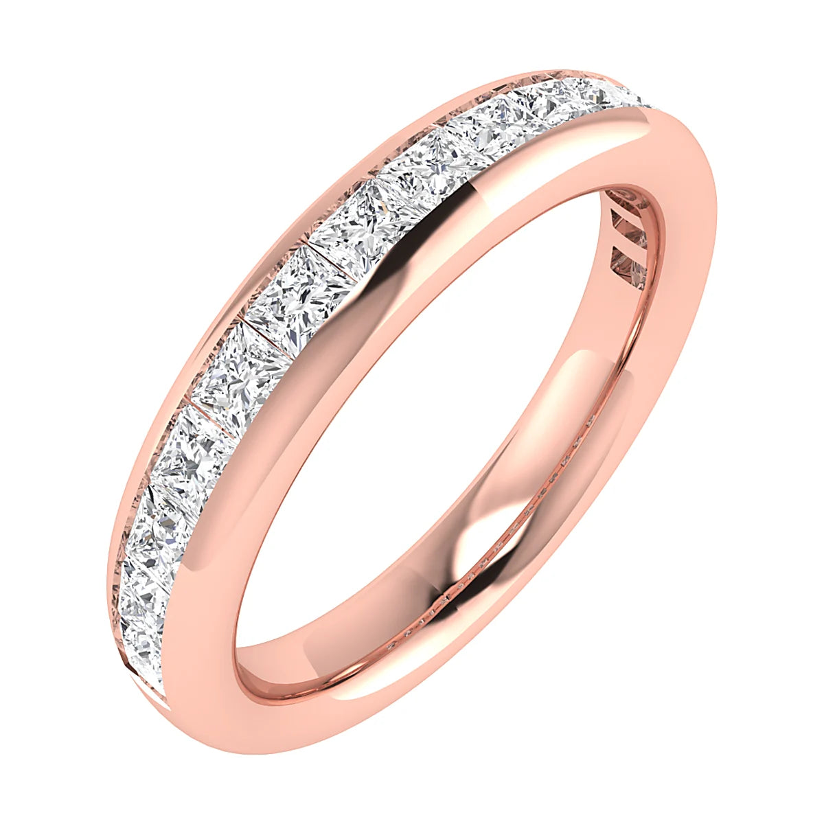 PRINCESS CHANNEL SET DIAMOND WEDDING ETERNITY RING