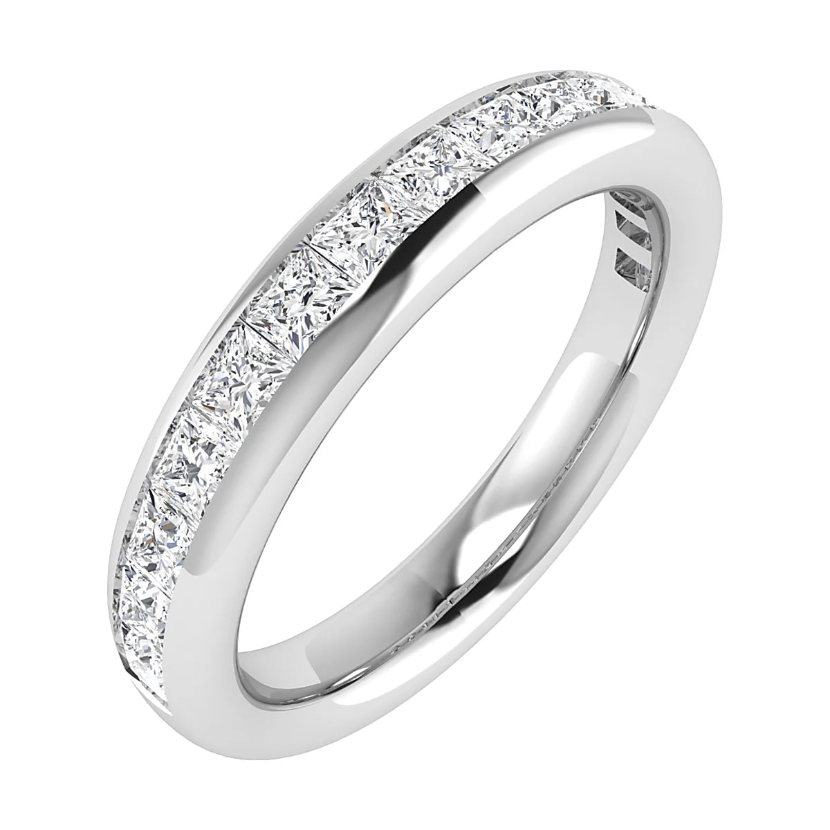 PRINCESS CHANNEL SET DIAMOND WEDDING ETERNITY RING