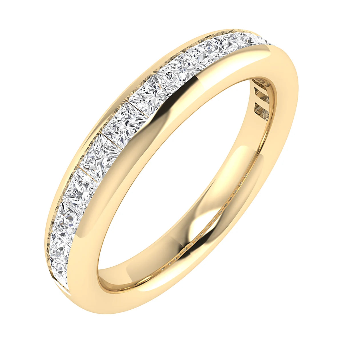 PRINCESS CHANNEL SET DIAMOND WEDDING ETERNITY RING