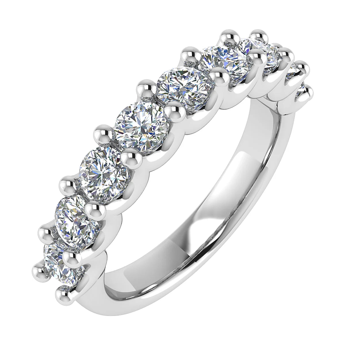 CLAW FRENCH SCALLOPED DIAMOND ETERNITY/WEDDING RING