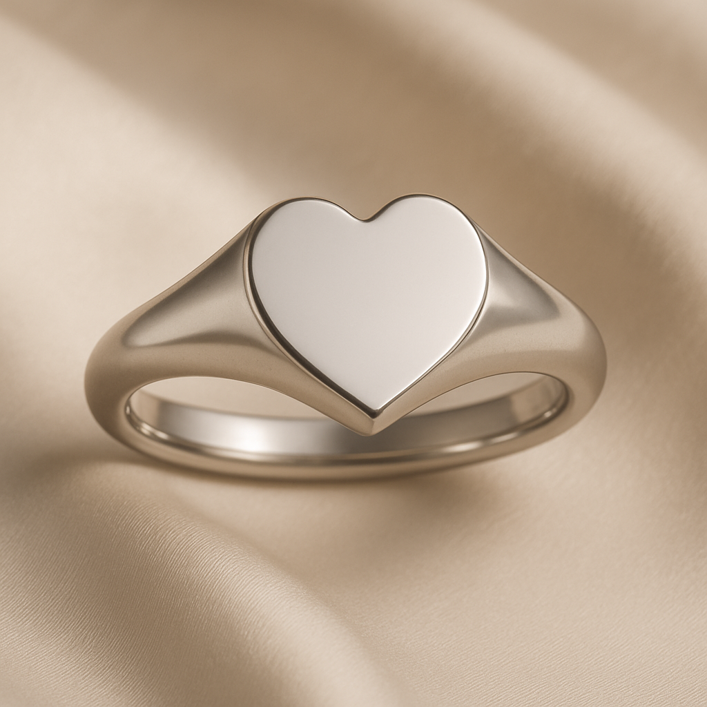 Medium Heart Shaped 10mm x 10mm Women's Signet Ring