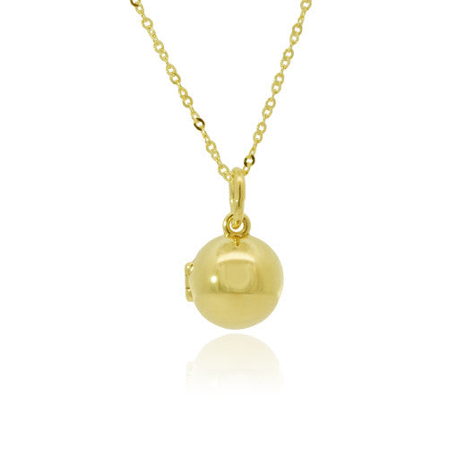 9CT YELLOW GOLD BALL LOCKET NECKLACE