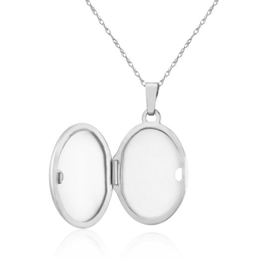 STERLING SILVER DIAMOND OVAL LOCKET NECKLACE