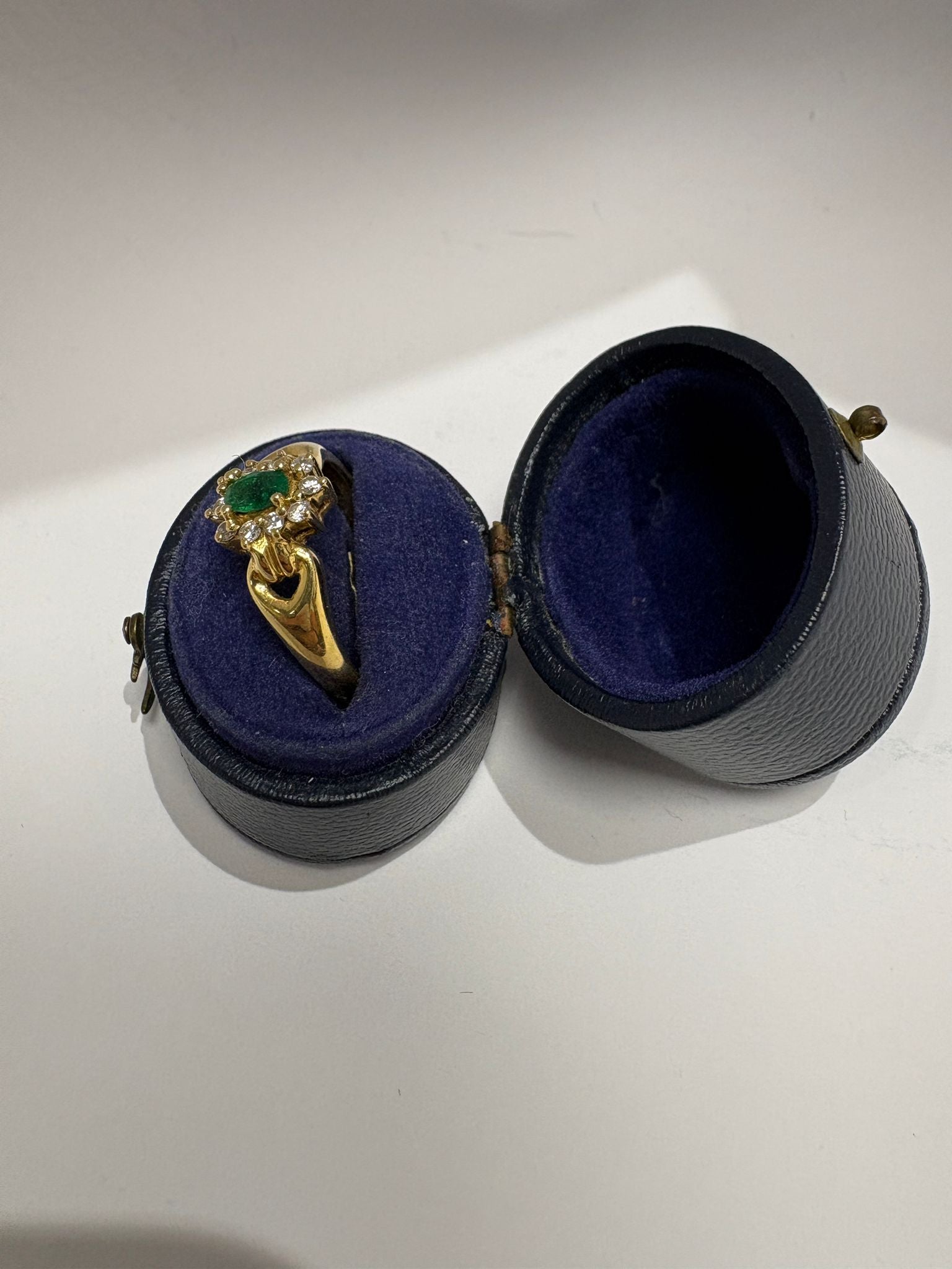 gold diamond and emerald cluster ring second hand fogal  and barnes harrogate jewellers 