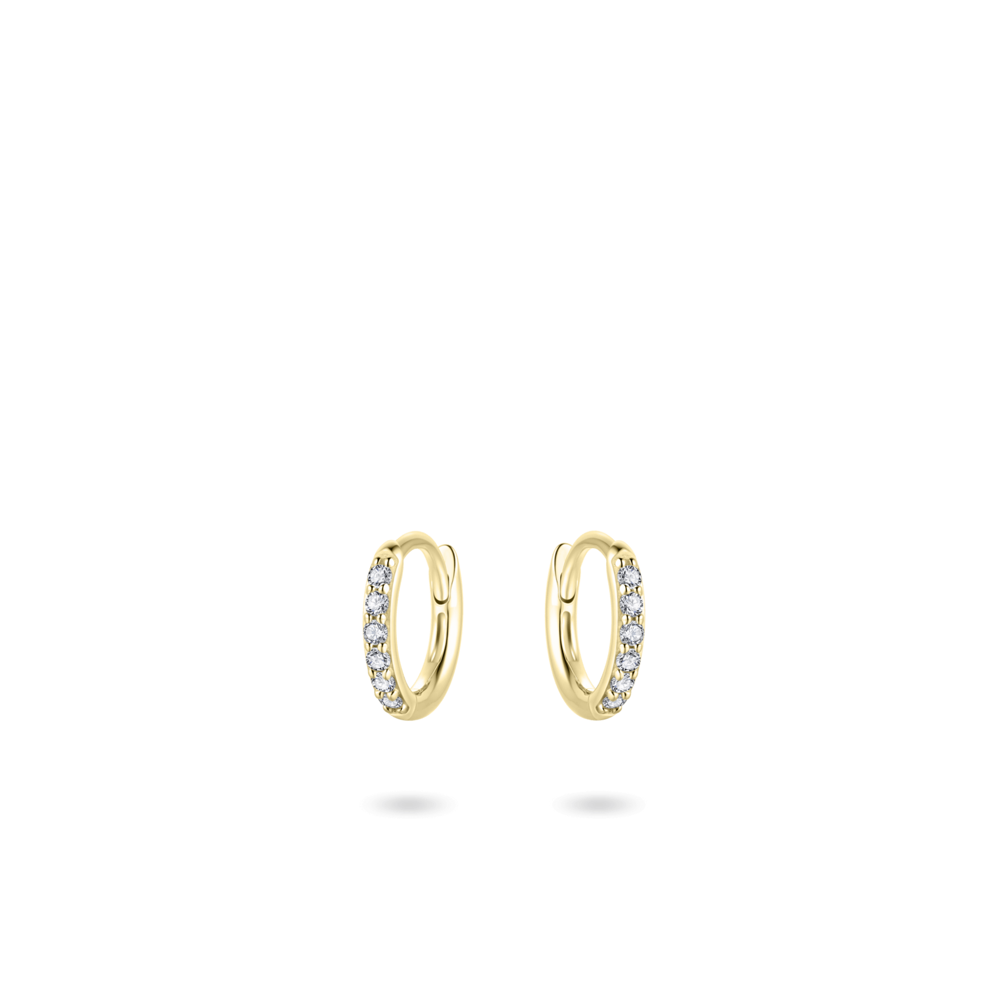 EXTRA MINI 14K YELLOW GOLD PAVE HOOP EARRINGS