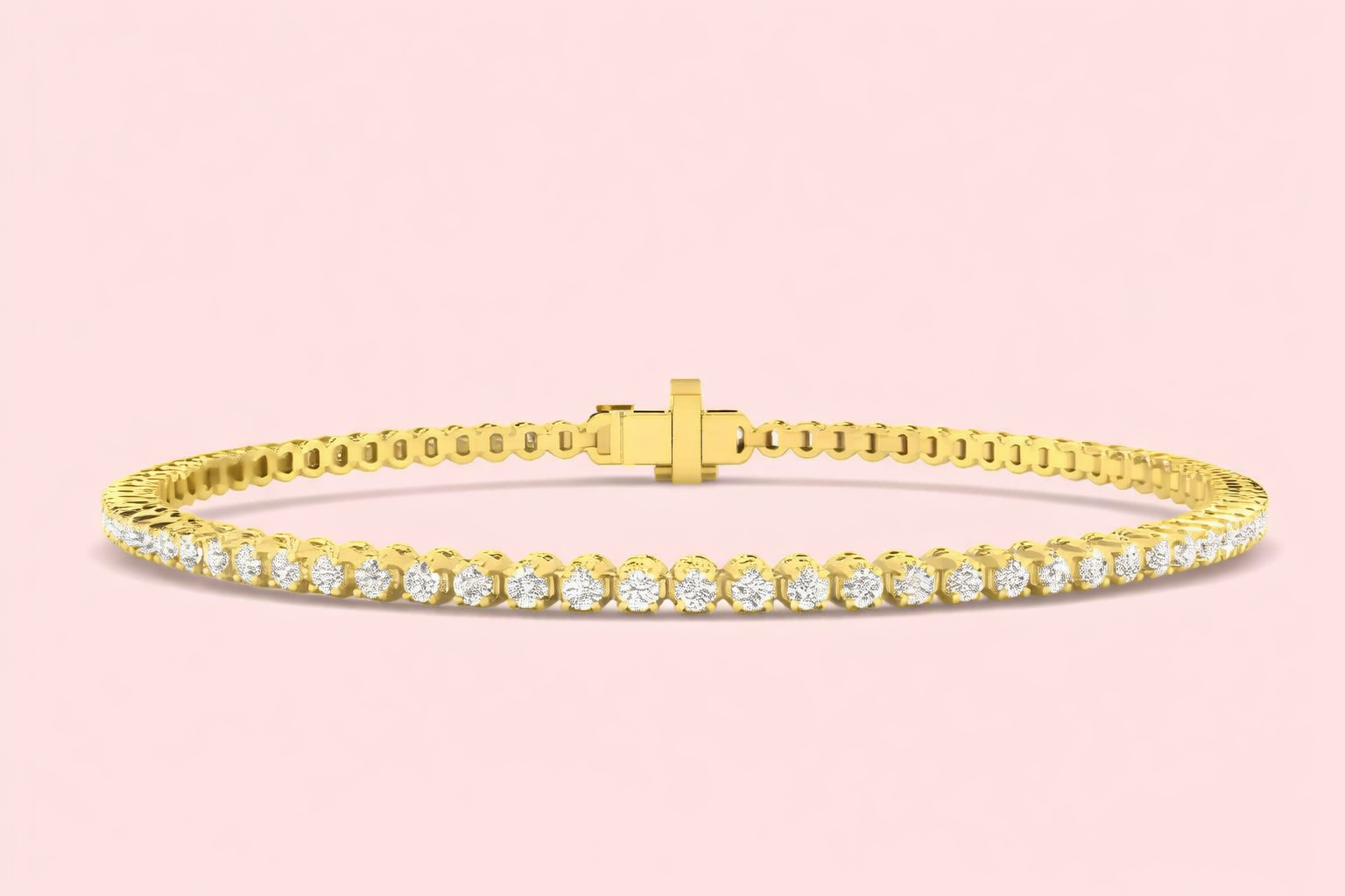 Luxury gold tennis bracelet with sparkling lab-grown diamonds, made to order in the UK