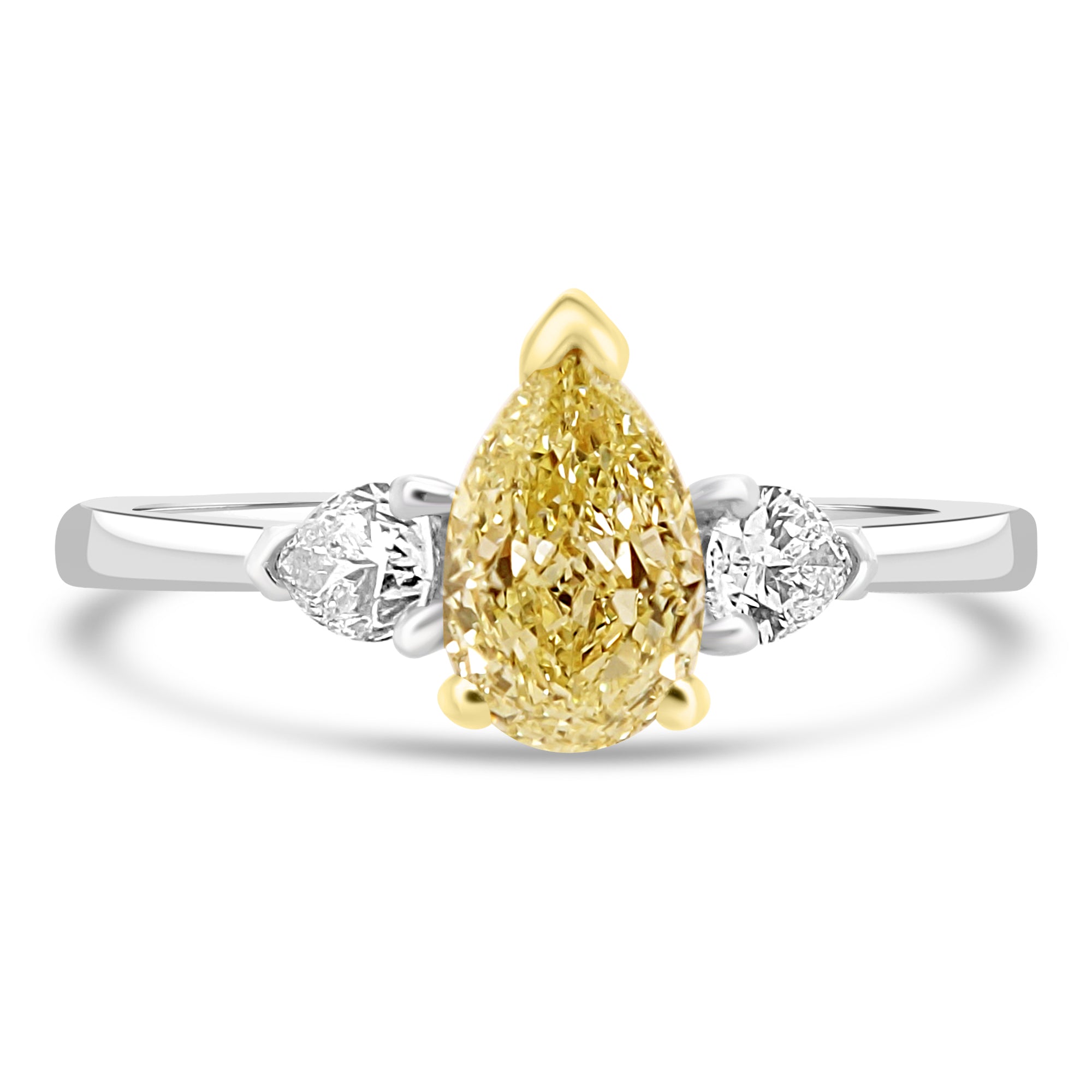 Bespoke three-stone diamond engagement ring with GIA-certified centre