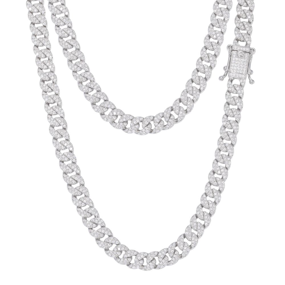 Silver chain necklace on a white background