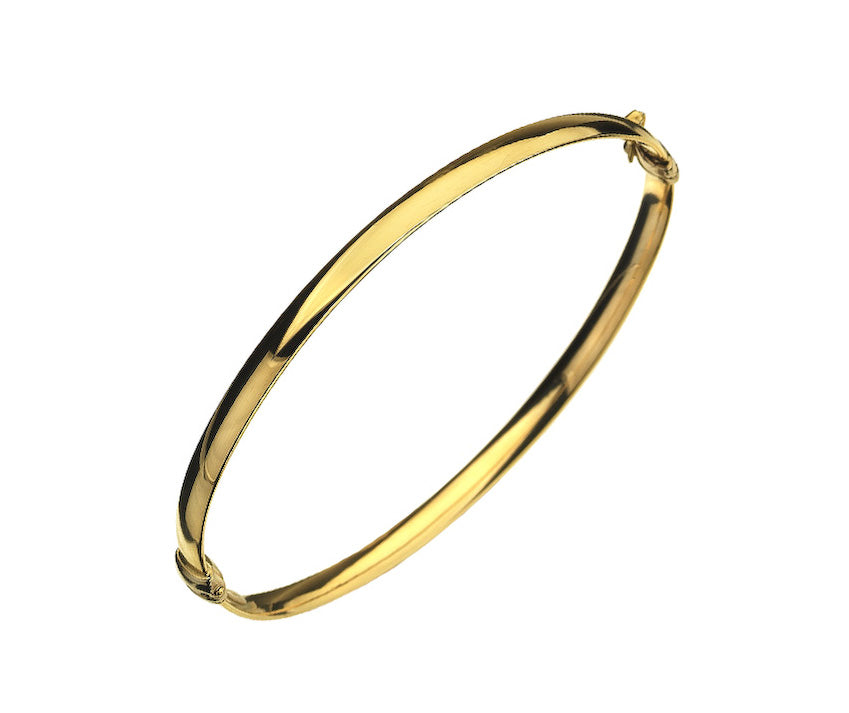 9CT YELLOW GOLD PLAIN HOLLOW HINGED BANGLE HARROGATE