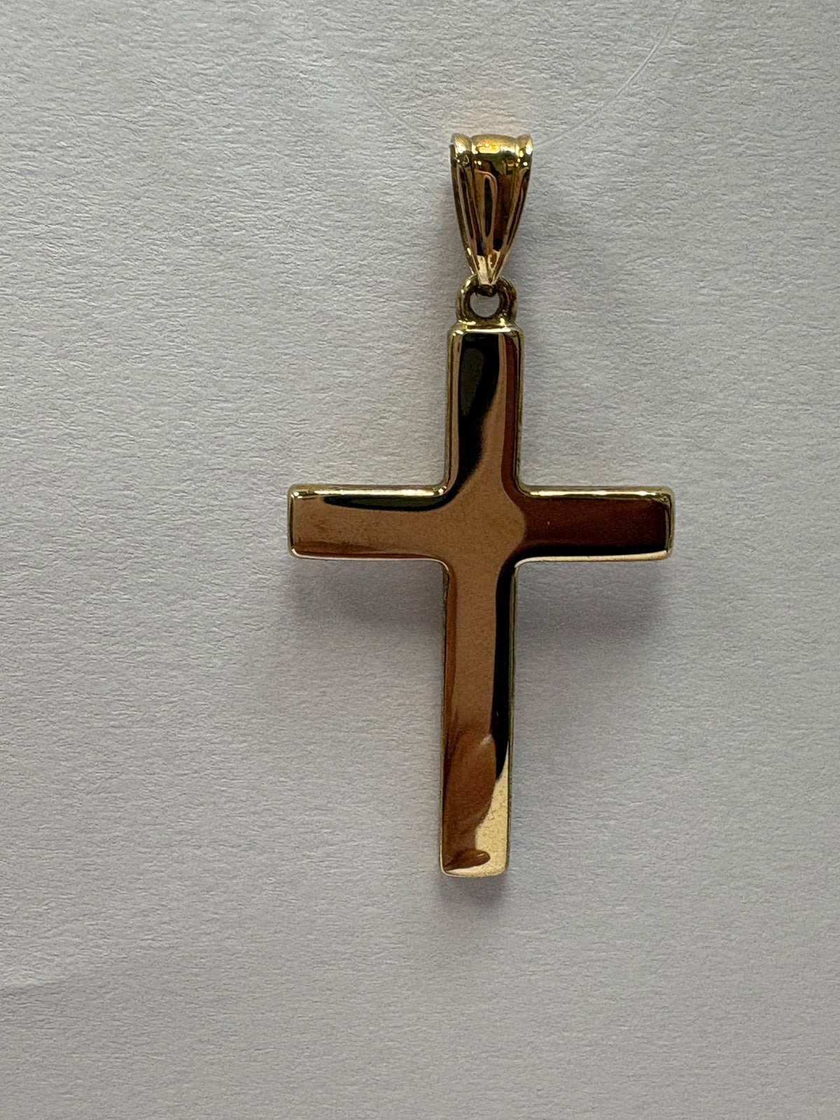 Harrogate Jewellers second hand pre-loved gold cross pendant, second hand 9ct gold cross, plain gold cross necklace, pre-owned cross pendant UK, simple gold cross