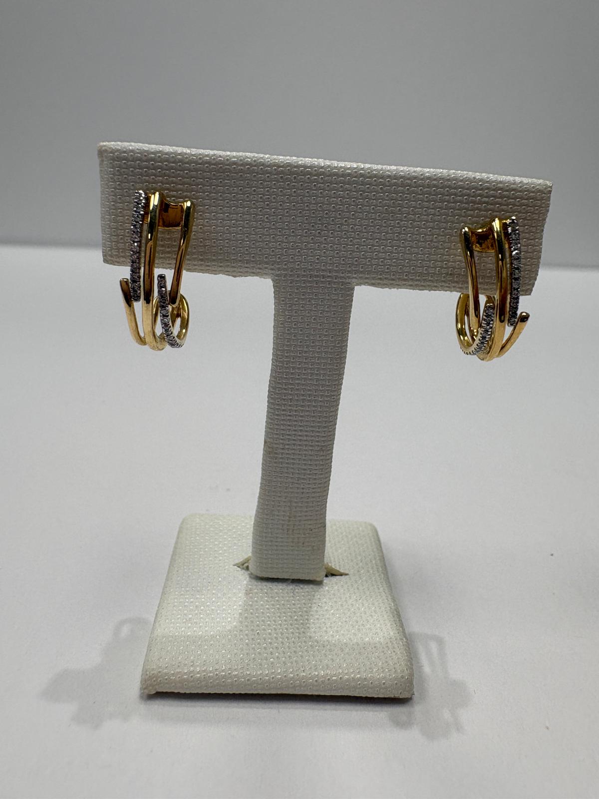 pre-loved diamond hoop earrings, second hand 14ct gold earrings, gold diamond hoops, pre-owned gold earrings UK, triple row hoop earrings