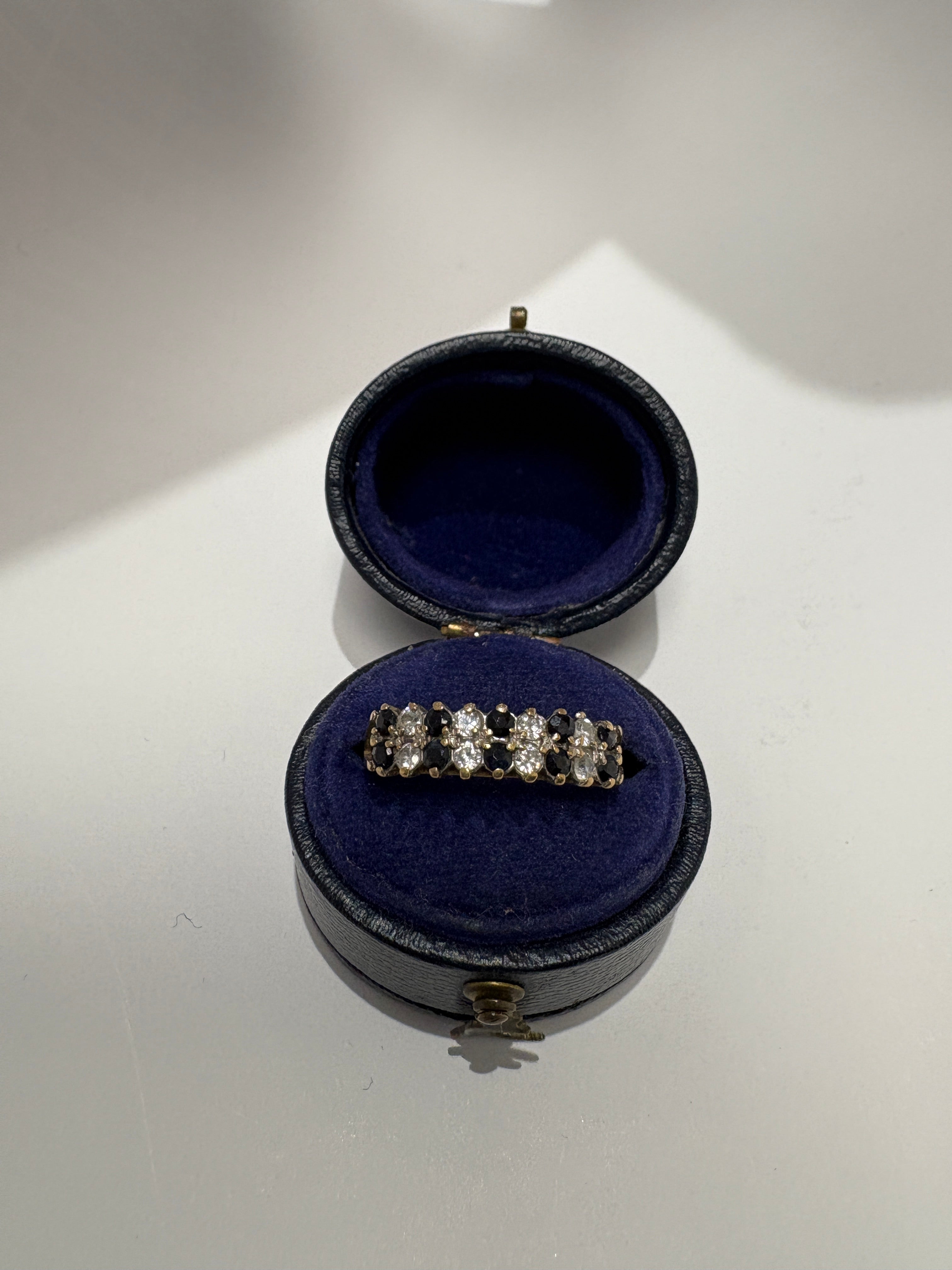 Pre-Loved 9ct Yellow Gold Sapphire and CZ Eternity Ring – Size N