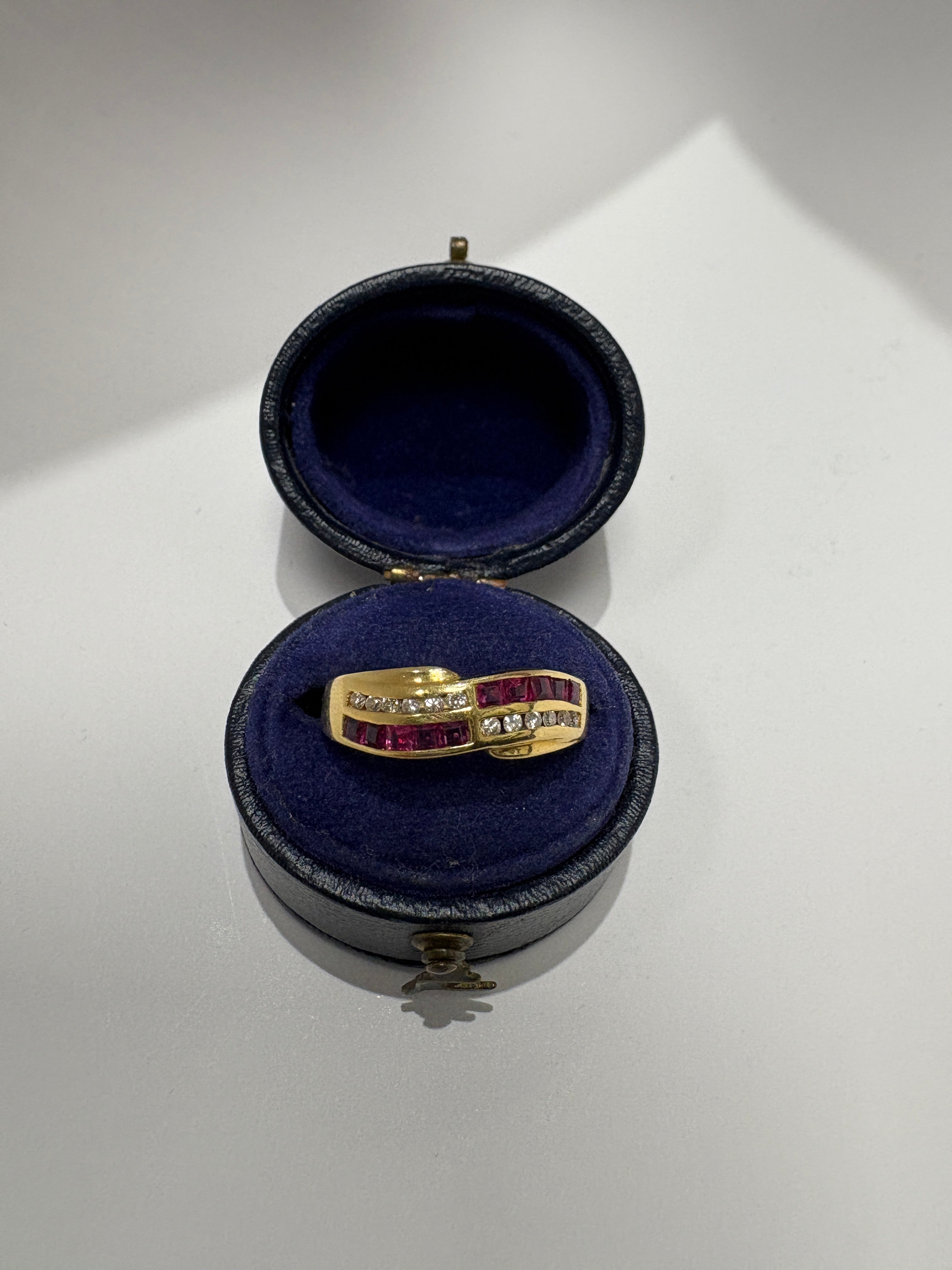 Pre-Loved 18ct Yellow Gold Ruby and Diamond Ring – Size M½