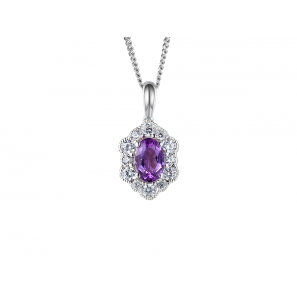 SILVER AMETHYST AND CZ CLUSTER PENDANT