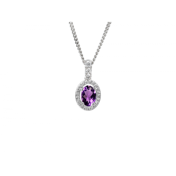 SILVER AMETHYST AND CZ CLUSTER PENDANT