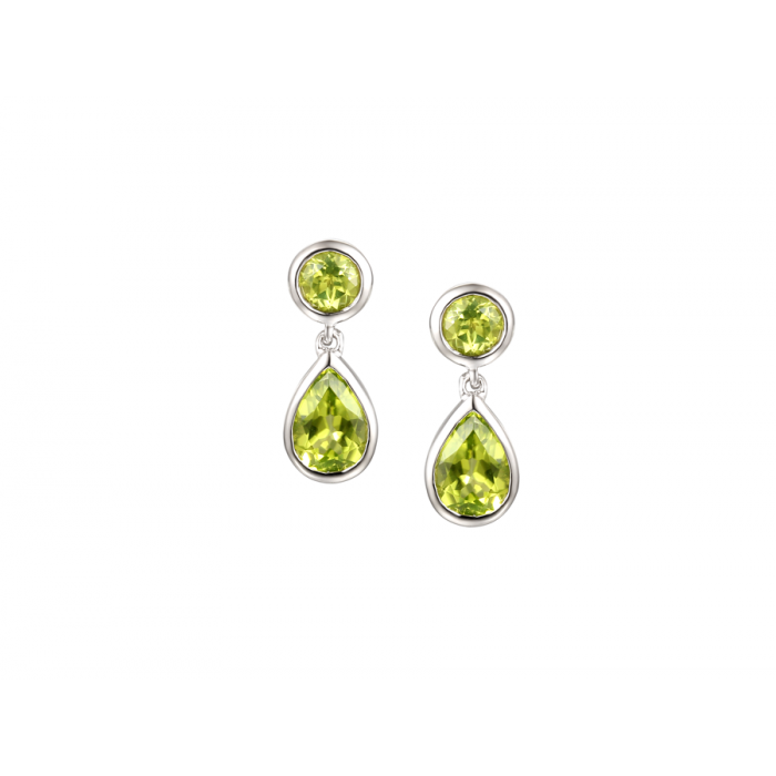 SILVER PEAR DROP PERIDOT EARRINGS