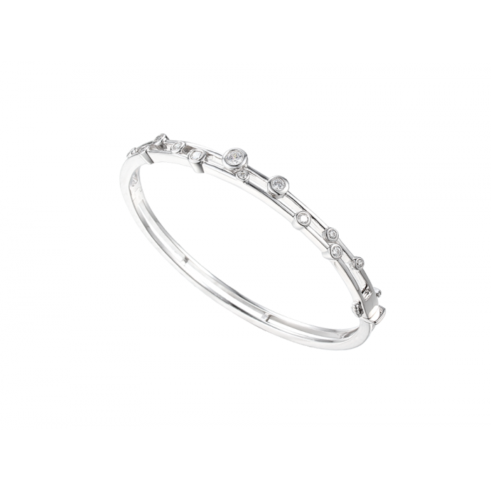 SILVER DOUBLE ROW CZ BANGLE