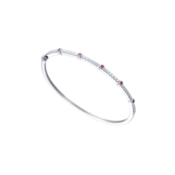 SILVER CLAW SET RUBY BANGLE